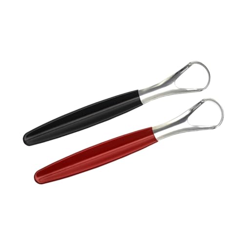 TOVINANNA 2Pcs Stainless Steel Scrapers with Non Slip Grip for Oral Care Durable Tools with Storage Box