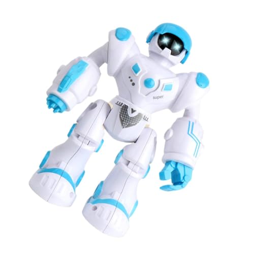 Abaodam Robot Electrónico para Caminante Luces y Música, Modelo de Robot de Simulación Blanco, Juguete Creativo Educativo con Función de Rotación Inteligente para Desarrollo Infantil