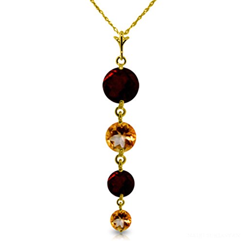 Galaxy Gold GG 14k Yellow, White, Rose Gold Natural Garnets and Citrines Drop Pendant Necklace