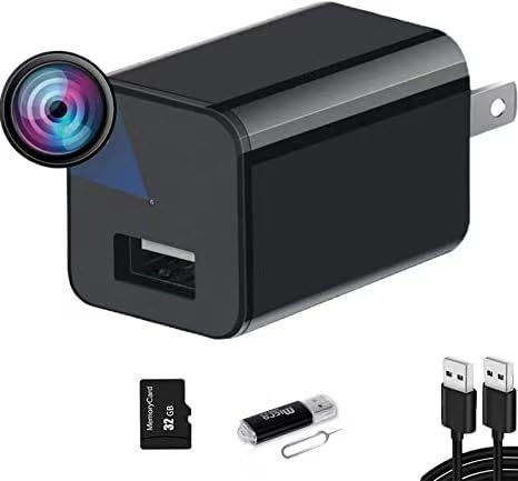 Hidden Camera Charger Mini Full HD 1080P Spy Camera Charger Nanny Cam with 32GB Micro SD Card Indoor