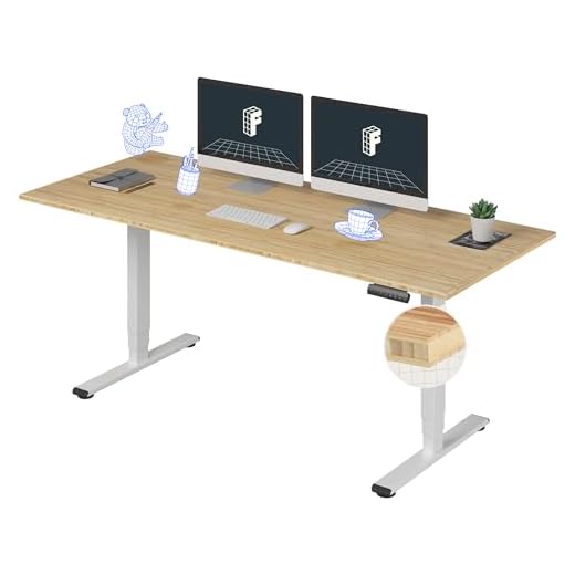 FLEXISPOT Bamboo 3 Stages Dual Motor Electric Standing Desk 72x30 Inch Bamboo Whole-Piece Board Height Adjustable Desk Electric Stand Up Desk Sit Stand Desk(White Frame + Bamboo Desktop)