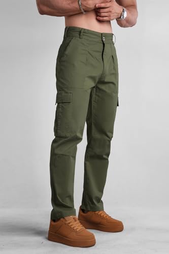 GINTPK Mens Cargo Pants Relaxed Fit Casual Cargo Pants Comfortable Cotton Cargo Pants with 6 Pockets4