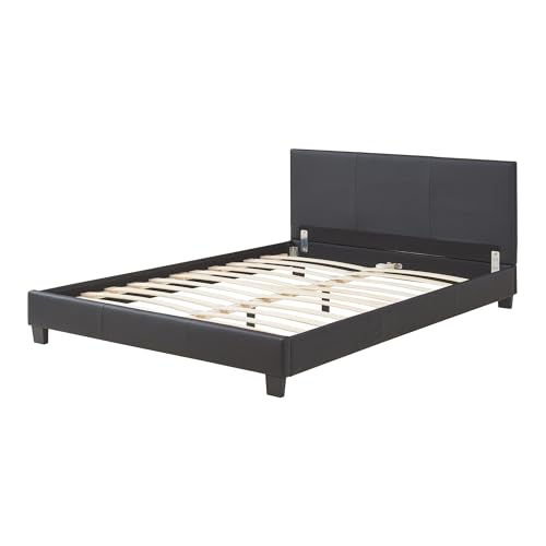 Corium Polsterbett Albacete 140x200cm Kunstlederbezug Doppelbett Bett mit Stecklattenrost Schwarz