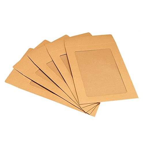 Lot de 10 enveloppes transparentes PATIKIL 15,2 cm avec fenêtre intégrale marron