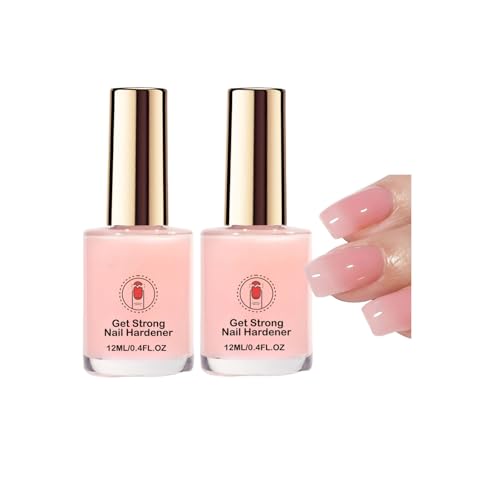 Nail Strengthener for Women Pink Nail Hardener Extra Strong and Growth Long-Lasting Quick Dry Nail Strengthening Polish for Weak Brittle Splitting Damaged Nails Enhanced Shine 12ML