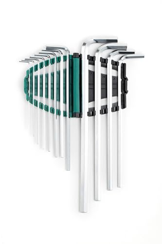 SATA ST09104SJ 12-Piece SAE Hex Key Set, Extra-Long Design, with Chamfered Tips and Impact-Resistant Carrying Caddy