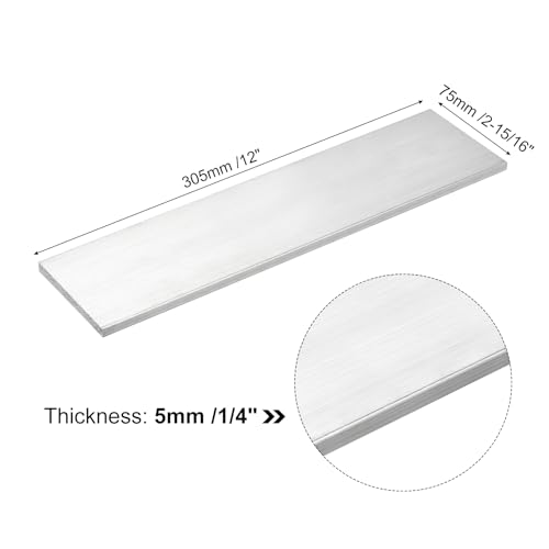Image of uxcell Square Aluminum Flat Bar, 3 /16 inch Thick 3 inch Width 12 inch Length Square Aluminum Bar 6061 Aluminum Flat Plate, 5 x 75 x 305mm T6511 Solid New Mill Stock for Industrial Building