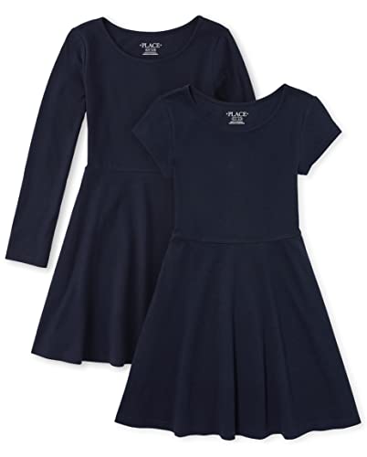 The Children's Place Girls' Long/Short Sleeve Basic Skater Dress