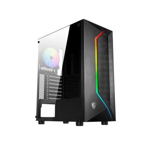 MSI MAG Vampiric 100R Mid-Tower ATX Gehäuse (1x USB 3.1 Anschluss, 1x 120mm A-RGB Fan im Lieferumfang, schwarz, RGB)