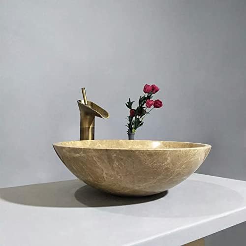 Light Emperador Marble Round Vessel Sink Full Polished