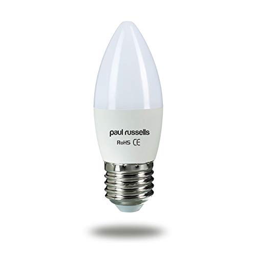 Paul Russells 3 Pack 7w=60w Candle LED Light Bulbs E27 ES Edison Screw 7W Chandelier C37 270 Beam Lamp 4000K Cool White 60W Incandescent Replacement