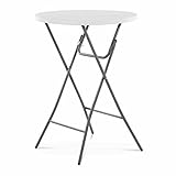 Royal Catering Mesa Alta Plegable para Hostelería RC-FT_6 (Tablero: Ø 80 cm, Altura: 110 cm, Capacidad de carga: 100 kg, Color: blanco)