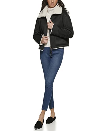 DKNY Damen Dkny Outerwear Women's, Faux Fur, Zipfront With Collar JACKET,...