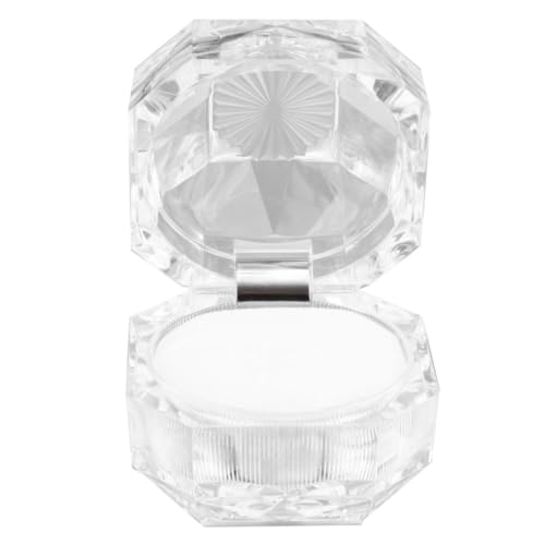 Caixa de joias transparente para anéis e estojo de armazenamento chique com design elegante, presente para Natal, casamentos, aniversários e mais, branco