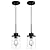 DALIVOL Modern Black Farmhouse Clear Glass Cylinder Pendant Light Fixture, Single Hanging Pendant Lighting for Kitchen Island, Dining Room, Foyer & Hallway(2 Packs)