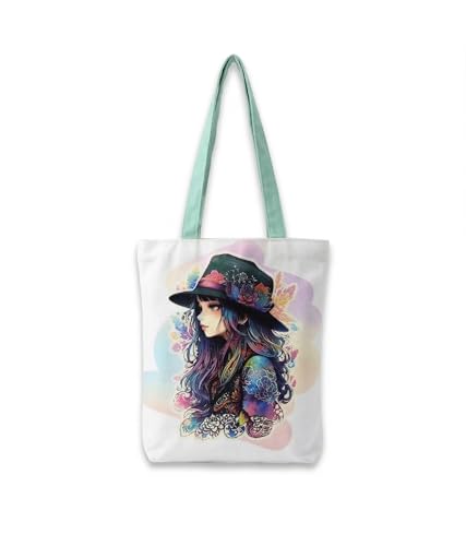 Image of Canvas Tote Bag with Zipper for Women| Inside Pocket | Cotton College Shoulder Bag | Stylish Travel Sling & Handbag for Daily Use