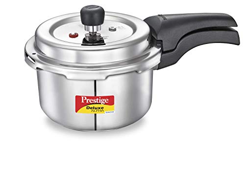 Image of Prestige Svachh Deluxe Alpha 2.0 Litre Stainless Steel Pressure Cooker + Prestige Electric Kettle Pkoss - 1500Watts, Steel (1.5Ltr), Black Combo, 2 Liter