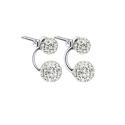 Sevenfly Women Crystal Rhinestone Ear Jacket Earrings Double Ball Drop Ear Stud Earrings Jewelry Gift