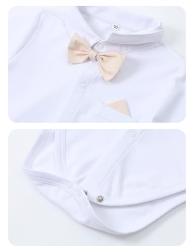 Image of A&J DESIGN Baby Boys Suits Infant Gentleman Formal Wedding Suspenders Outfit with Bowtie