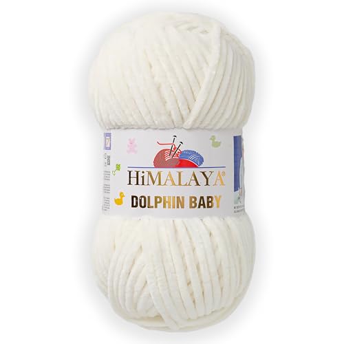 1 Skein/Pack Himalaya Dolphin Baby Chenille Yarn Each Ball 100 gr (3.5 oz) 120 m (132 Yards) 100% Polyester Super Bulky Baby Blanket Velvet Amigurumi Yarn 80308 - Cream