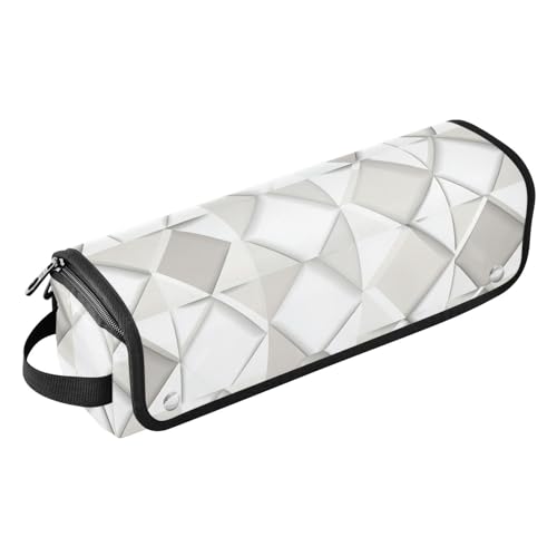 Bolsa para herramientas de cabello para mujeres con almohadilla resistente al calor impermeable organizador de viaje para plancha y accesorios de cuidado capilar, esencial blanco rhomboide para viajes miniatura 1