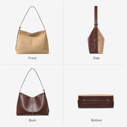 Image of BOSTANTEN Suede and Vegan Leather Purses for Women Roomy Shoulder Handbag