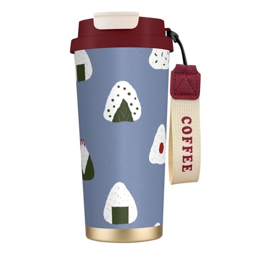 タンブラー おにぎり柄 おむすび 和風 寿司 マグボトル コーヒーカップ 水筒 保温 保冷 ウォーターボトル 蓋付き ストロー付き 直飲み おしゃれ プレゼント