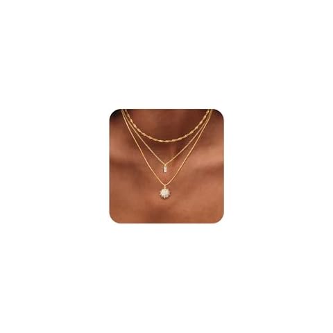ORAZIO Gold Necklaces for Women,Layered Gold Necklace,14K Gold Plated Pendant Necklaces,Simple Choker Necklaces Set, Dainty Gold Chain Necklaces,Trendy Gold Stacked Jewelry Gifts for Women,3Pcs/Box Cover