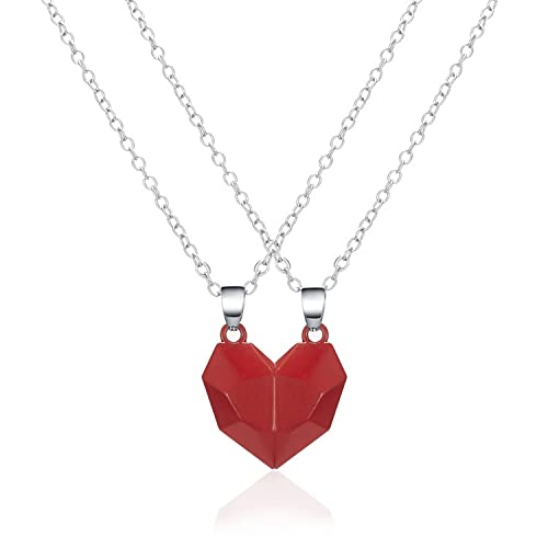 MEENAZ Matching Necklace for Couples women girls men boys 2 Pcs Half Heart Magnetic Couples pendant Heart Friendship love BFF Pendant Jewelry for Men Women Best Friends Valentine Gifts red silver -193 (B0BSZYQNZ6) Amazon Price History, Amazon Price Tracker