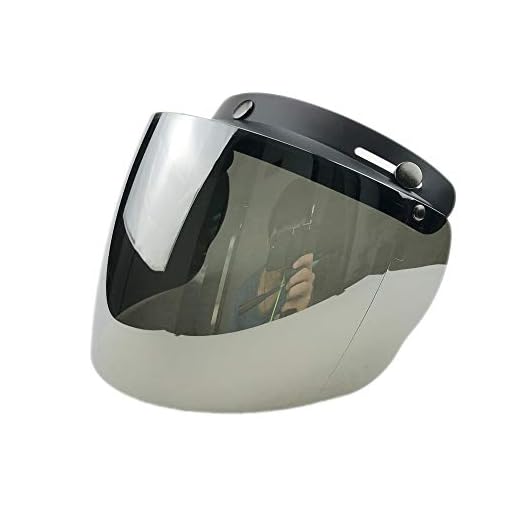 WANCAR Retro Universal Standard 3-Snap Open Face Motorcycle Helmets Flip Up Face Visor Wind Shield Lens(Mirrored)