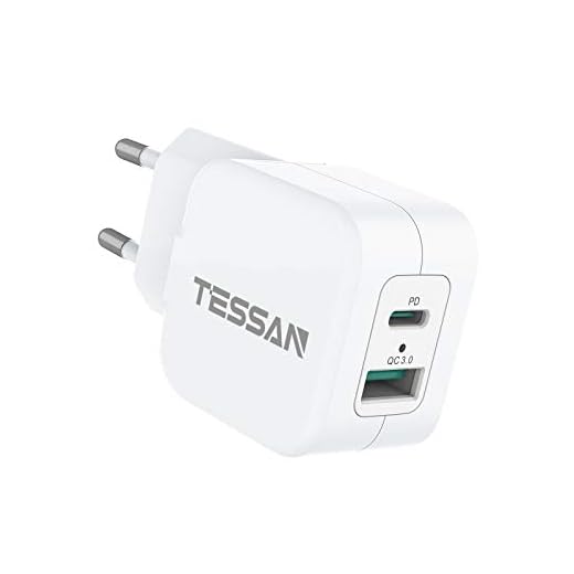 USB C-laddare, TESSAN 20W USB C-snabbladdare, 2-portars USB-strömförsörjning för mobiltelefoner Adapter kompatibel med iPhone 12 Pro, Airpods Pro, 12, 12 Pro Max, 12 Mini, 11 Pro, Samsung Galaxy etc.