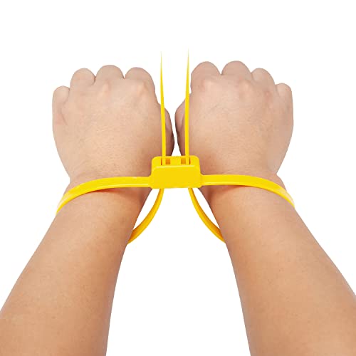 Xingo Flex Cuffs, Heavy Duty Nylon Double Flex Zip Tie Handcuffs, 10 Pcs Double Locking Zip Ties Restraints, Tensile Strength : 440 Lbs Strength | Length: 27 1/2" (Yellow) #TOP1