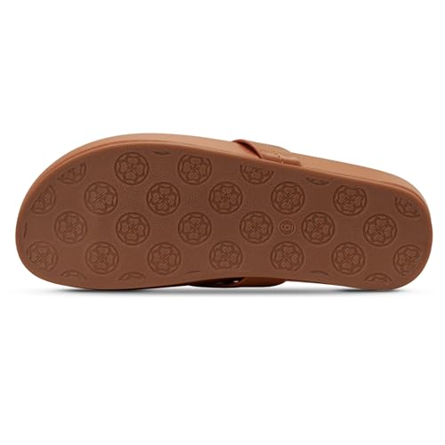 Women's Flip Flops Thong Sandals Comfortable Flat Slippers Breathable Beach Dressy Slide for Summer Style,Brown Pu,94