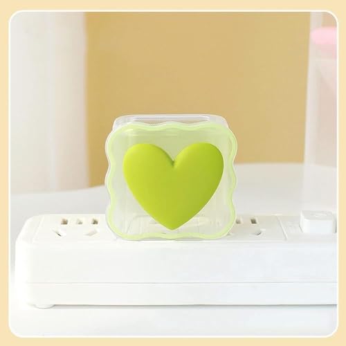 Image of INEFABLE Charger Case Cover Protector with 3D Cute Pattern for iPhone Charger only 18W & 20W, Data Charging Cable Wire Saver Protective Cable Cover Full Protection - Set Of 1 (Green Heart)