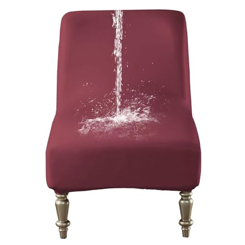 GUYIRT Fundas para sillas decorativas sin brazos, funda impermeable de piel sintética para sala de estar, comedor, hotel (borgoña)