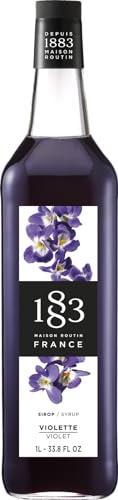 Image of 1883 Violet Syrup for Drinks - Premium French Floral Syrup for Cocktails, Mocktails, Coffee & Lemonade - 1L Glass Bottle, Made in France