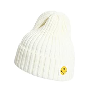 AJG Winter Beanie Hats for Women Men Smile Face Slouchy Knit Cuffed Hats Unisex Warm Beanie