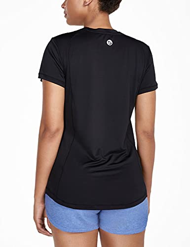 BALEAF Women's Athletic Shirt Workout Top Running Yoga Lightweight Quick Dry Short-Sleeved Crewneck Tee Black XL