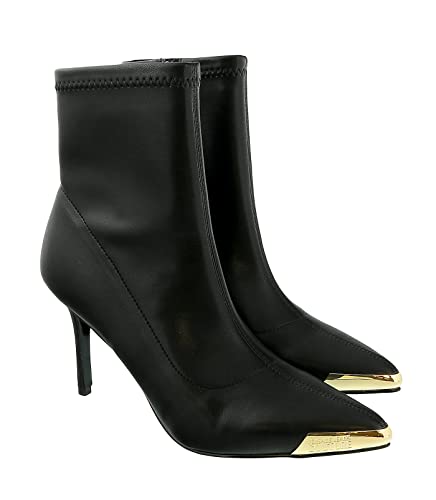 Versace Jeans Couture Black Side Zip Cap Toe Ankle Boot- for womens