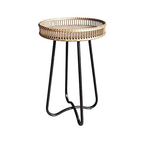 Mesas de sala de estar de diseño simple estilo minimalista moderno de ratán roble mesa auxiliar de ocio mesa de café (color: JY1295-L)