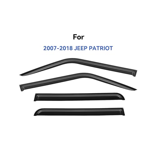 Image of Window Visors Rain Guards Shield for 2007-2018 Jeep Patriot, Out-Channel Window Vent Wind Deflectors Visors Shades for 07-18 Patriot