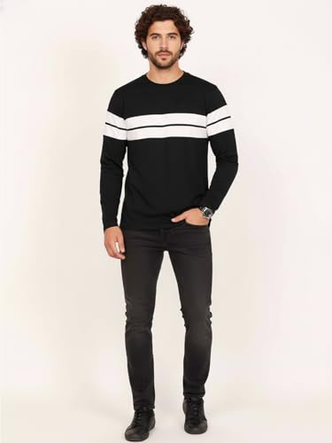 Image of LEOTUDE Men's Cotton Regular Fit Printed Round Neck Full Sleeve T-Shirt