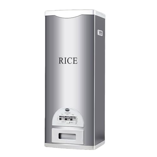 YFFY 密閉式米保存箱 米バケツ 食品容器 防虫・防湿 ステンレス製 ワンクリックで米を集める 便利で速い 家庭用 キッチン収納 (シルバー,30KG)