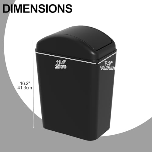 Caneca de basura plástica negra rectangular de 4.5 gal miniatura 2