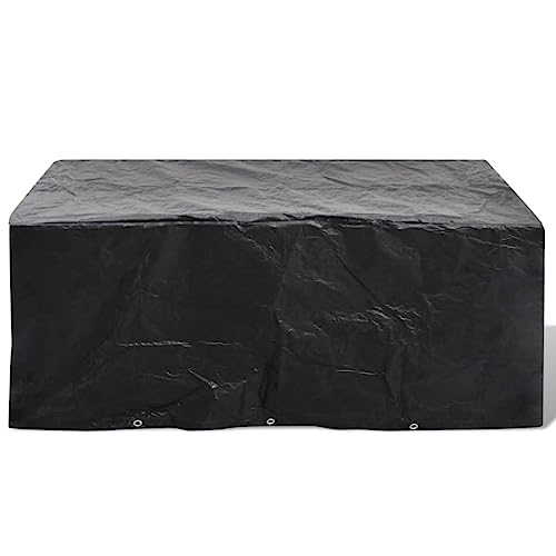 vidaXL Garden Furniture Cover Black Polyethylene, Aluminum Eyelets