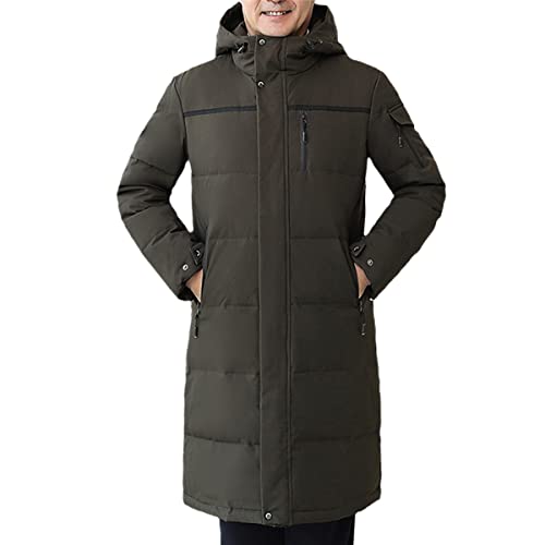 Doudoune longue homme grand taille L veste à capuche canard blanc vert marron