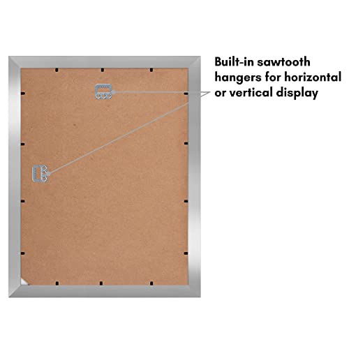 Americanflat 11X14 Picture Frame In Silver - Displays 5X7 With Mat And 11X14 Without Mat - Composite Wood With Shatter Resistant Glass - Horizontal And Vertical Formats For Wall #TOP4