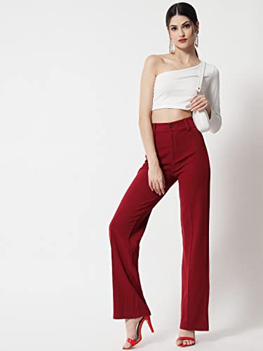 Image of KOTTY Women Polyester Blend Solid Trousers