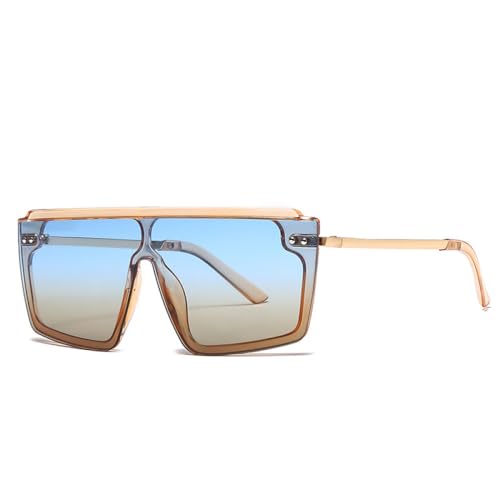 Lunettes de soleil carrées tendance grand cadre vintage dessus plat pour femmes et hommes