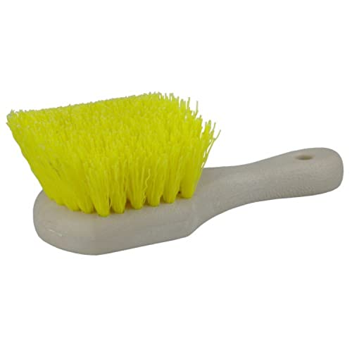 Image of Weiler 79120 8 inch Utility Scrub Brush, Yellow Polypropylene Fill, Short Handle, Foam Block (Pack of 12)
